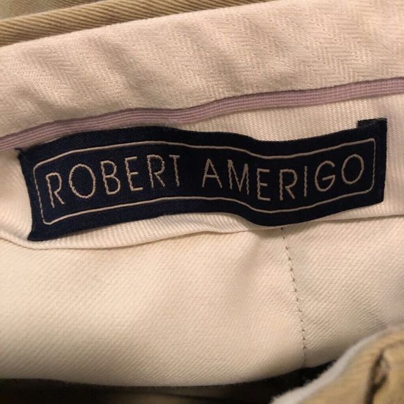 Robert Amerigo Mens Dress Pants Beige Slash Pockets Pleated Front Cotton 40x28.5 - Picture 4 of 6